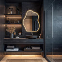Miroir de salle de bain LED aux lignes ondulées