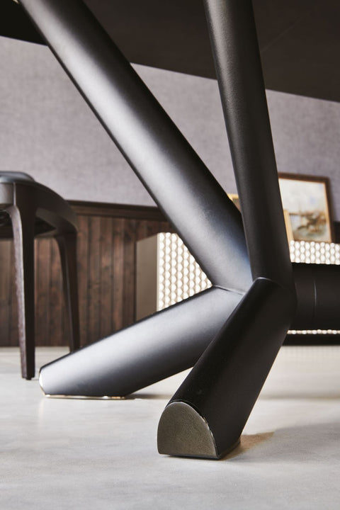 Table à Manger ALVORIA – Plateau en Céramique & Pieds en Acier, Design Contemporain