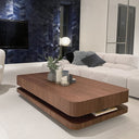 Table Basse - ARVENA en Latte Massif Plaqué Noyer